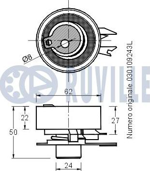 Ruville 541354 - Натяжна ролик, ремінь ГРМ avtolavka.club