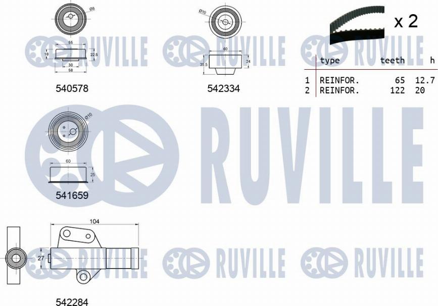 Ruville 550410 - Комплект ременя ГРМ avtolavka.club