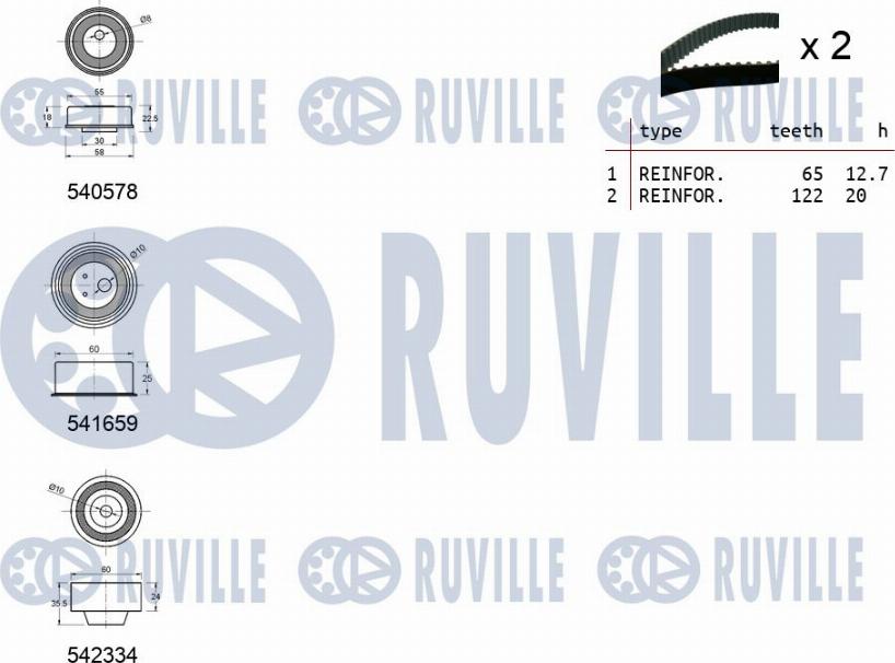 Ruville 550425 - Комплект ременя ГРМ avtolavka.club