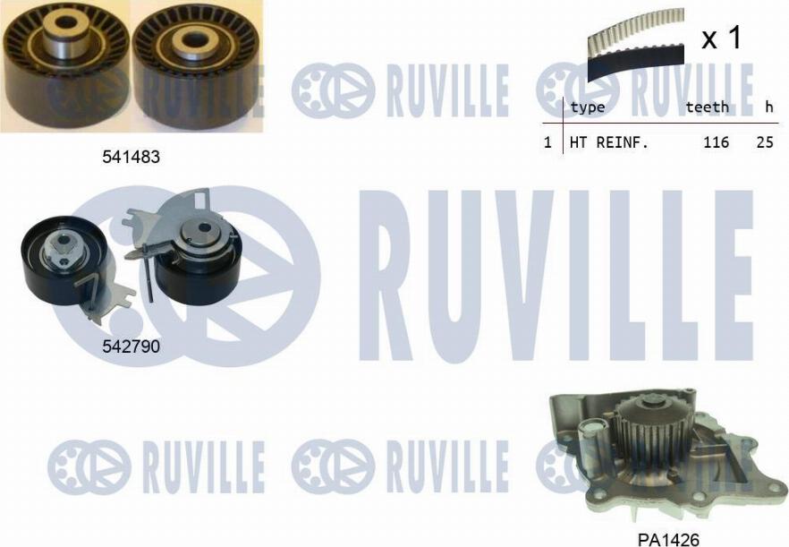 Ruville 5504271 - Водяний насос + комплект зубчатого ременя avtolavka.club