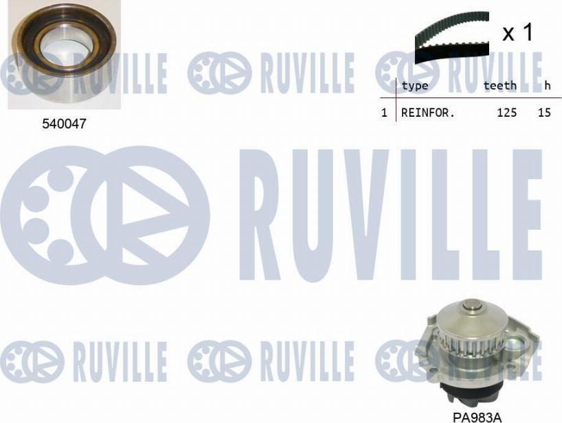 Ruville 5500481 - Водяний насос + комплект зубчатого ременя avtolavka.club
