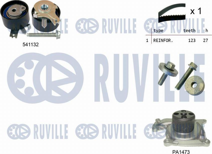 Ruville 5500553 - Водяний насос + комплект зубчатого ременя avtolavka.club