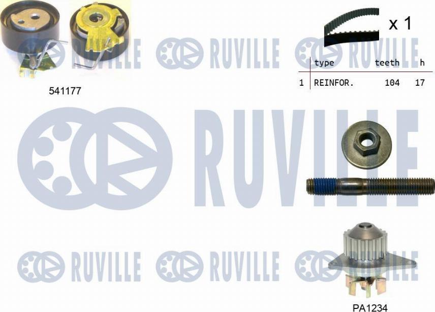 Ruville 5500511 - Водяний насос + комплект зубчатого ременя avtolavka.club