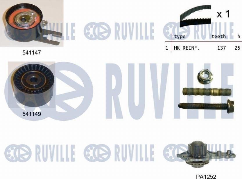 Ruville 5500581 - Водяний насос + комплект зубчатого ременя avtolavka.club