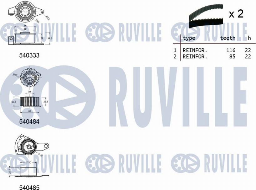 Ruville 550014 - Комплект ременя ГРМ avtolavka.club