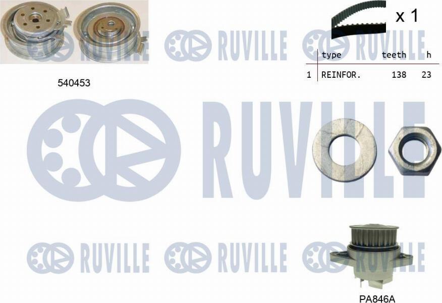 Ruville 5500132 - Водяний насос + комплект зубчатого ременя avtolavka.club