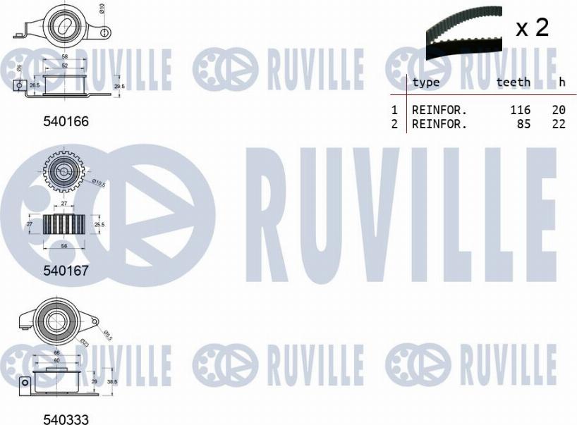 Ruville 550012 - Комплект ременя ГРМ avtolavka.club