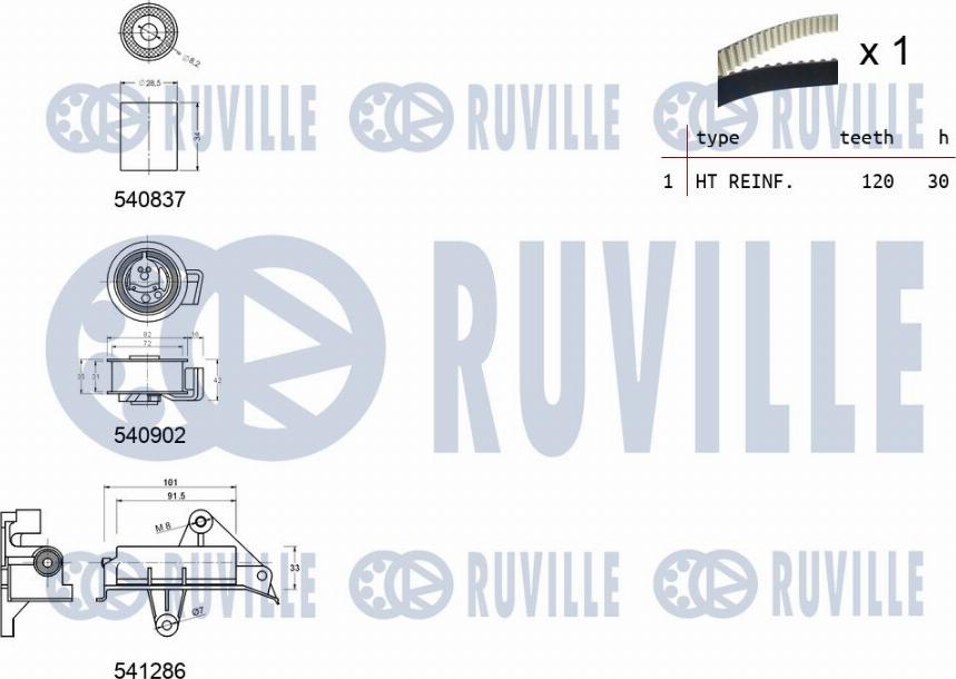 Ruville 550149 - Комплект ременя ГРМ avtolavka.club