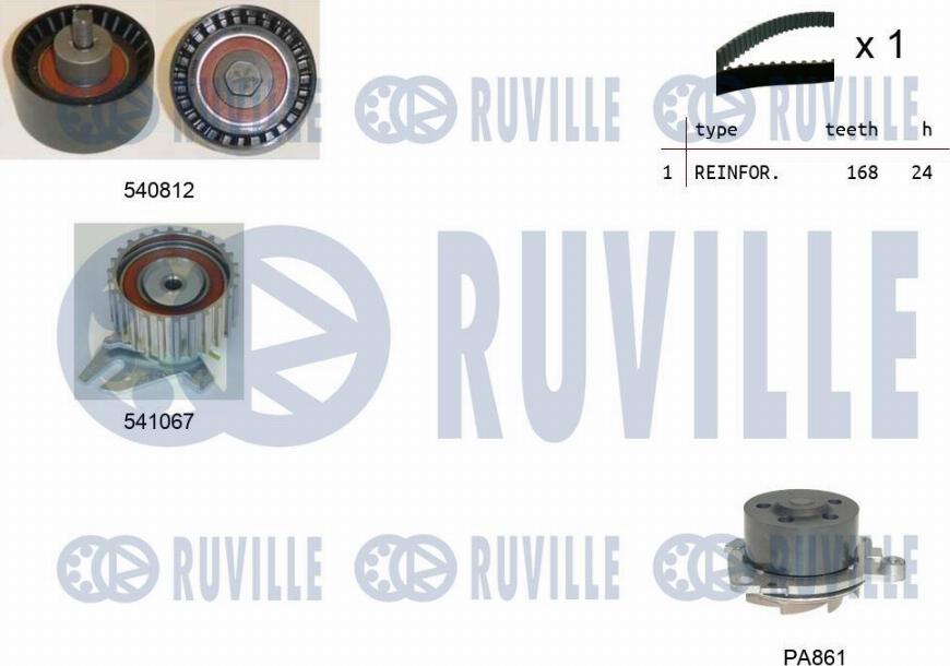 Ruville 5501441 - Водяний насос + комплект зубчатого ременя avtolavka.club