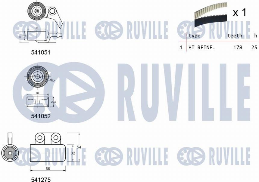 Ruville 550157 - Комплект ременя ГРМ avtolavka.club