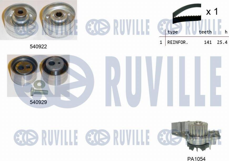Ruville 5501341 - Водяний насос + комплект зубчатого ременя avtolavka.club