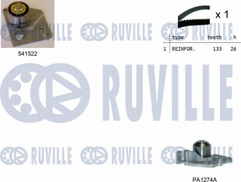 Ruville 5501281 - Водяний насос + комплект зубчатого ременя avtolavka.club