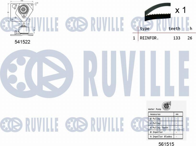 Ruville 5501282 - Водяний насос + комплект зубчатого ременя avtolavka.club