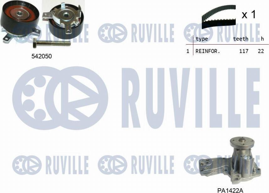 Ruville 5503041 - Водяний насос + комплект зубчатого ременя avtolavka.club