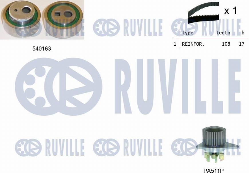 Ruville 5503281 - Водяний насос + комплект зубчатого ременя avtolavka.club