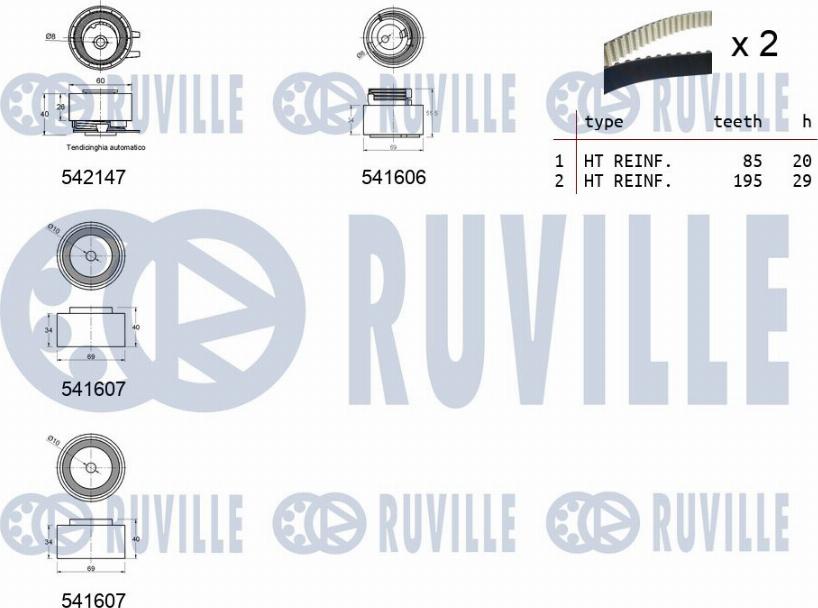 Ruville 550322 - Комплект ременя ГРМ avtolavka.club