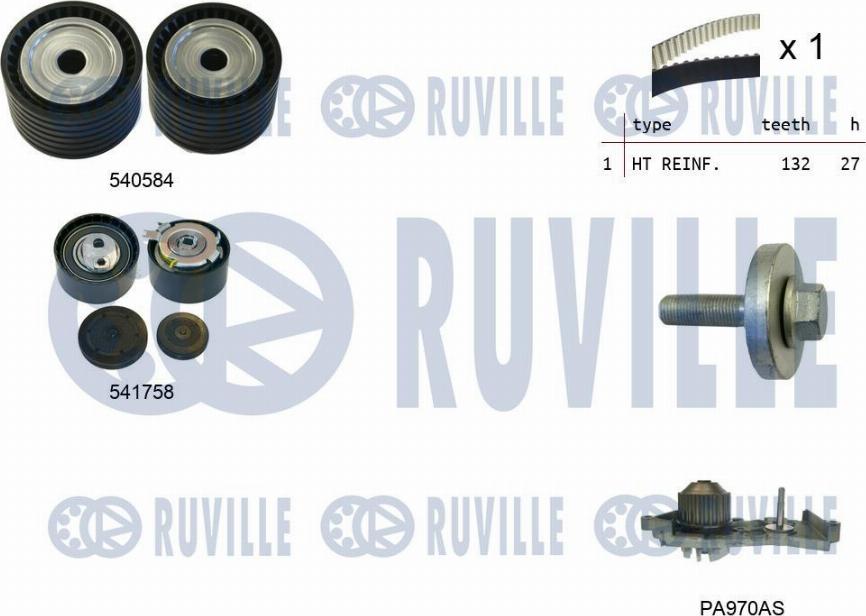 Ruville 5502981 - Водяний насос + комплект зубчатого ременя avtolavka.club