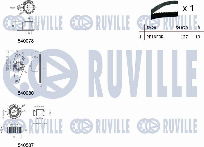 Ruville 550249 - Комплект ременя ГРМ avtolavka.club