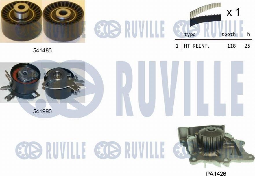 Ruville 5502801 - Водяний насос + комплект зубчатого ременя avtolavka.club