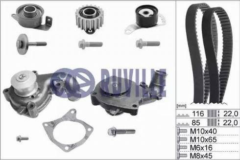 Ruville 55214711 - Водяний насос + комплект зубчатого ременя avtolavka.club