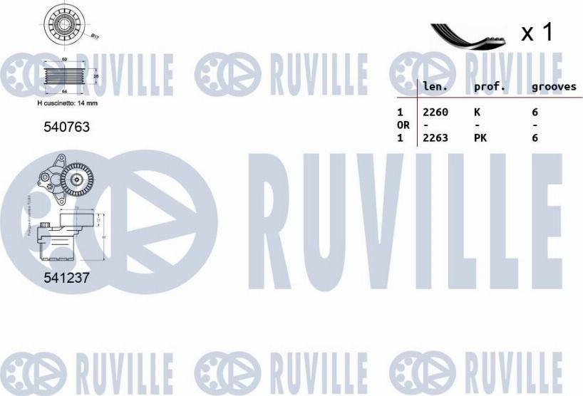 Ruville 570085 - Поликлиновий ремінний комплект avtolavka.club