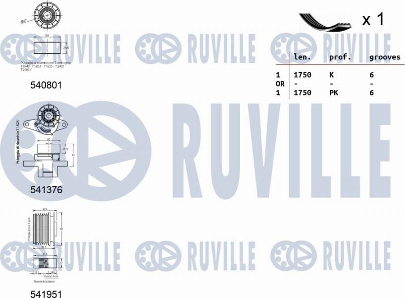 Ruville 570164 - Поликлиновий ремінний комплект avtolavka.club