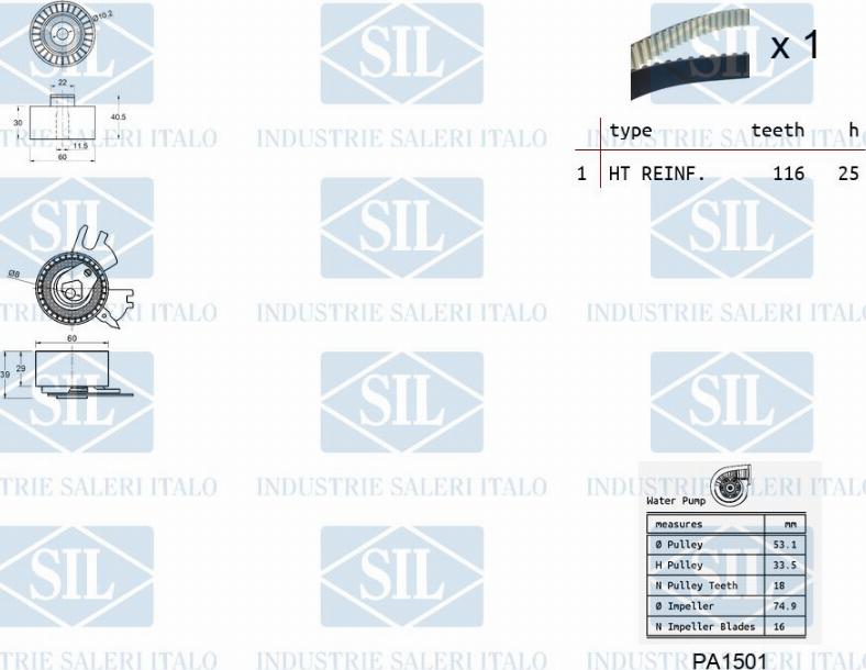 Saleri SIL K1PA1501 - Водяний насос + комплект зубчатого ременя avtolavka.club