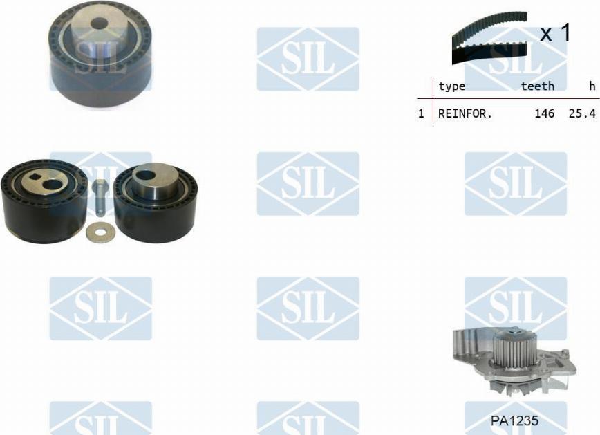 Saleri SIL K3PA1235 - Водяний насос + комплект зубчатого ременя avtolavka.club