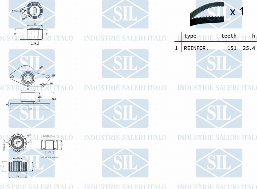 Saleri SIL TK1132 - Комплект ременя ГРМ avtolavka.club