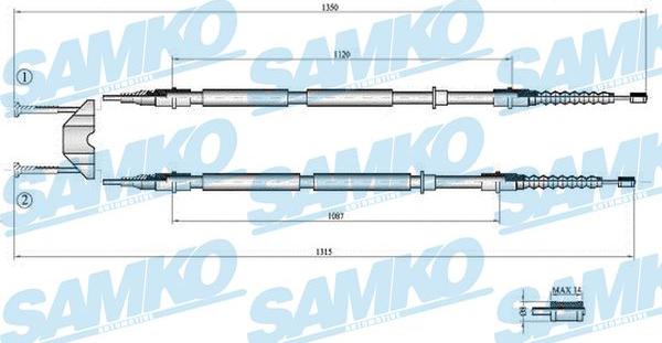Samko C0537B - Трос, гальмівна система avtolavka.club