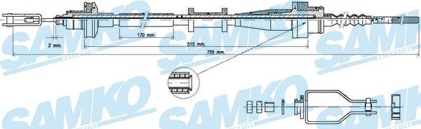 Samko C0112C - Трос, управління зчепленням avtolavka.club