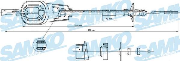 Samko C0317C - Трос, управління зчепленням avtolavka.club