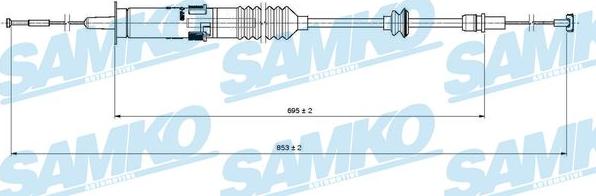 Samko C0222C - Трос, управління зчепленням avtolavka.club