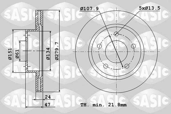 Sasic 4004298J - Гальмівний диск avtolavka.club