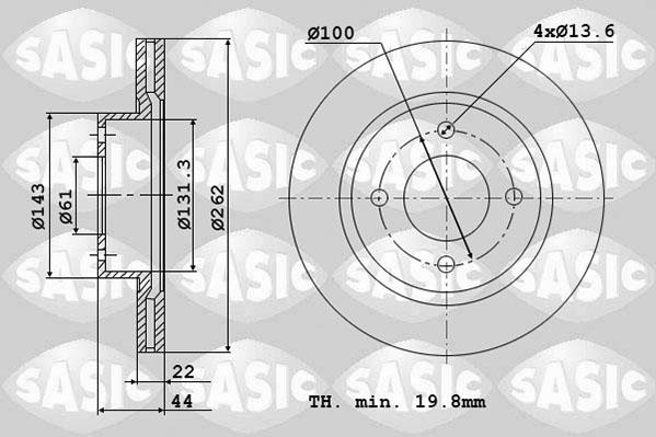 Sasic 4004273J - Гальмівний диск avtolavka.club