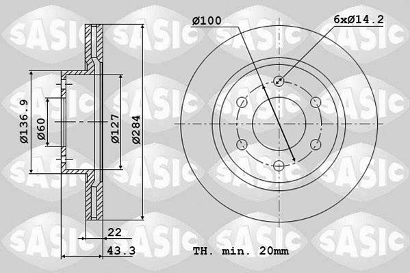 Sasic 6106005 - Гальмівний диск avtolavka.club