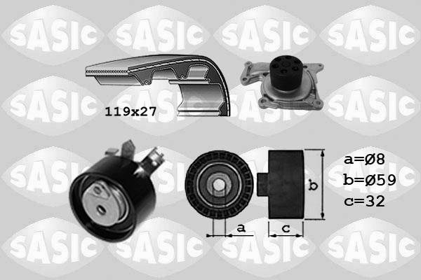 Sasic 3904038 - Водяний насос + комплект зубчатого ременя avtolavka.club