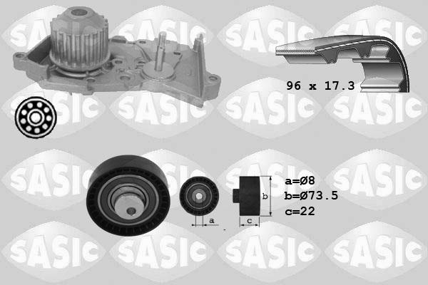 Sasic 3904026 - Водяний насос + комплект зубчатого ременя avtolavka.club