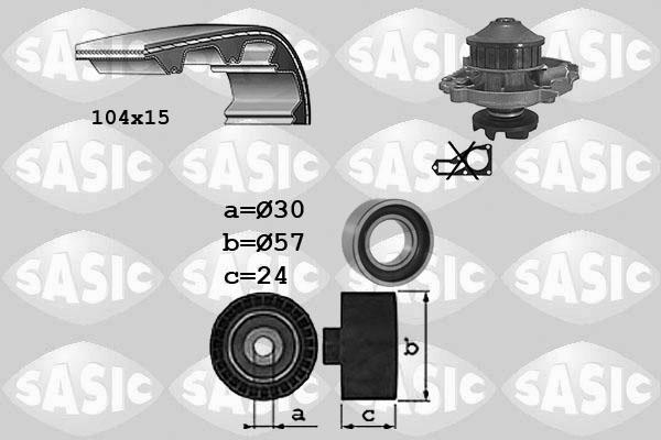 Sasic 3906098 - Водяний насос + комплект зубчатого ременя avtolavka.club