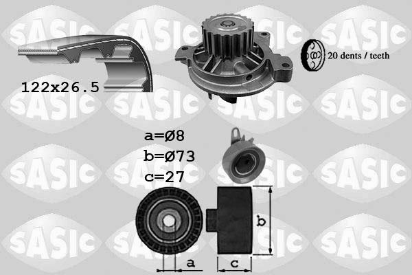 Sasic 3906051 - Водяний насос + комплект зубчатого ременя avtolavka.club