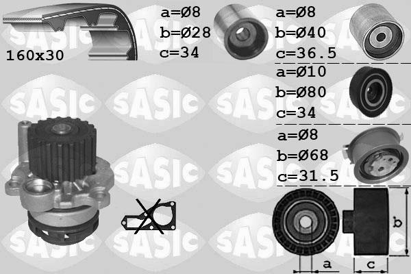 Sasic 3906082 - Водяний насос + комплект зубчатого ременя avtolavka.club