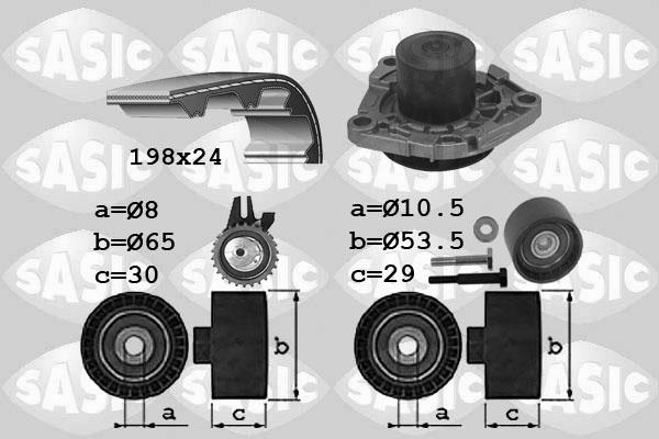 Sasic 3906033 - Водяний насос + комплект зубчатого ременя avtolavka.club