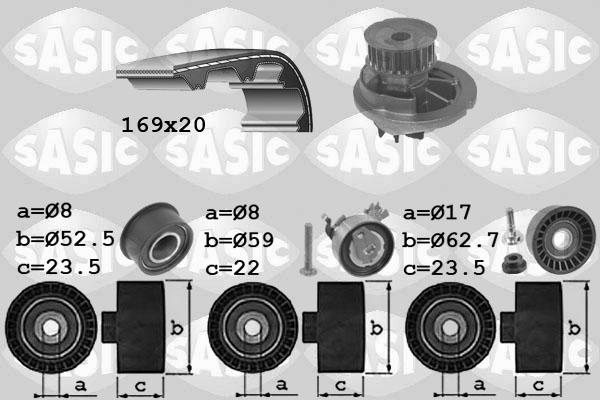 Sasic 3906074 - Водяний насос + комплект зубчатого ременя avtolavka.club