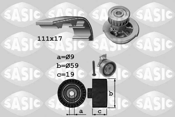 Sasic 3906100 - Водяний насос + комплект зубчатого ременя avtolavka.club