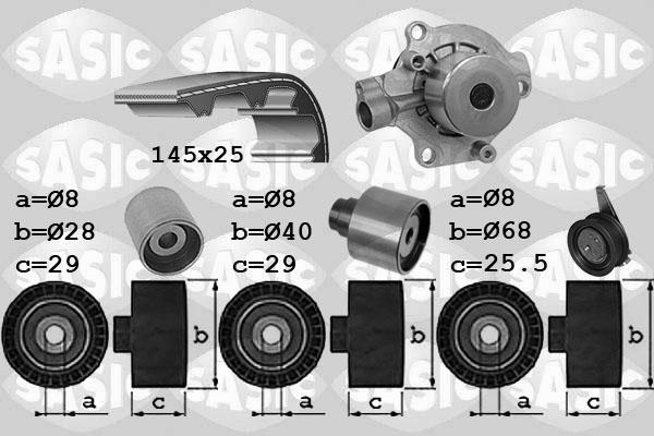 Sasic 3906102 - Водяний насос + комплект зубчатого ременя avtolavka.club