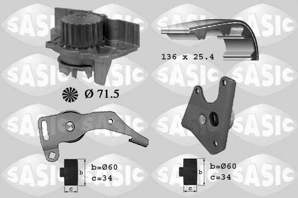 Sasic 3900018 - Водяний насос + комплект зубчатого ременя avtolavka.club