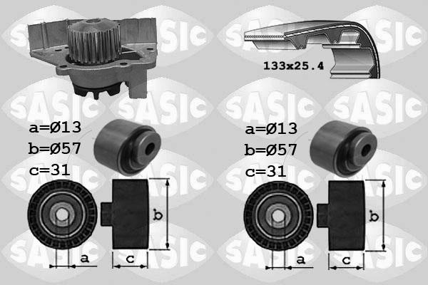 Sasic 3900030 - Водяний насос + комплект зубчатого ременя avtolavka.club