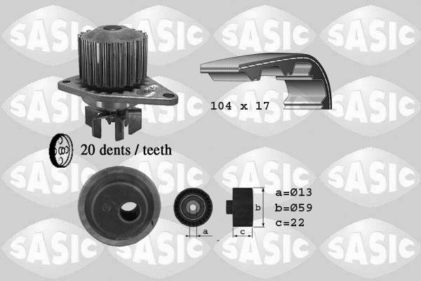 Sasic 3900020 - Водяний насос + комплект зубчатого ременя avtolavka.club