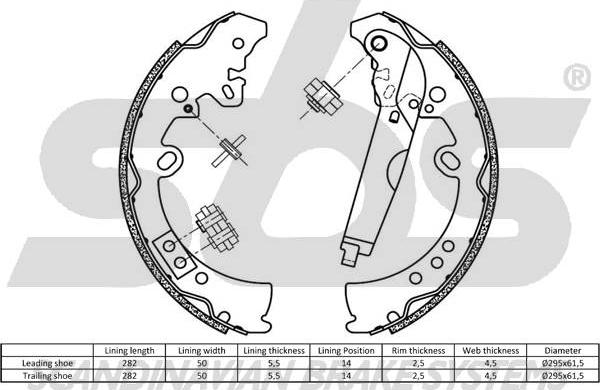 SBS 1849.2745801 - Комплект гальм, барабанний механізм avtolavka.club