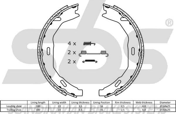 SBS 1849.2733763 - Комплект гальм, ручник, парковка avtolavka.club